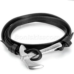 Charm Unique Multilayer Twisted Leather Wrap Unisex Bracelet Cuff Cool Axe Clasp