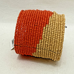 2.25″ Wide Orange Tan Handmade Boho Beaded Bali Cuff Bracelet Macy’s Nwt