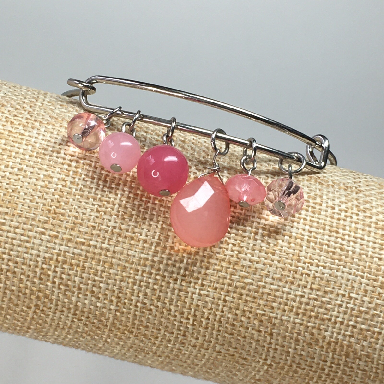 Adjustable Silver Tone Pink Charm Drops Cuff Bracelet / Bangle Bracelet gallery