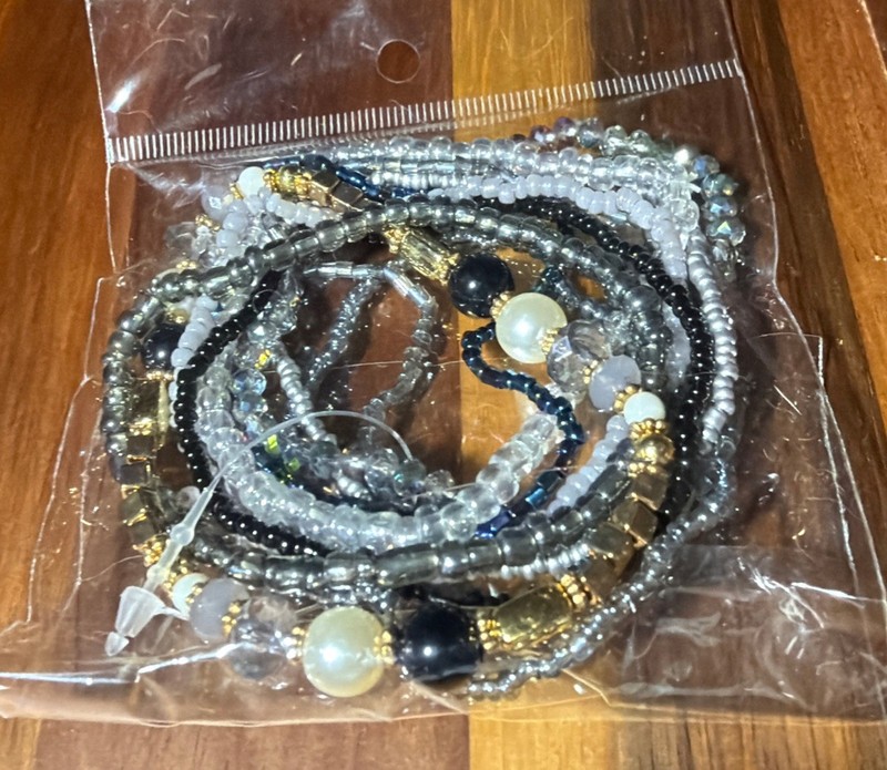 Lot of 3 beaded bracelet sets (28 Total) Navy Blue Teal Black White Fashion gallery