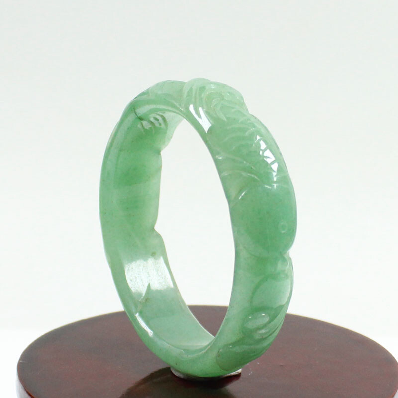 60mm Certified Natural Hand-carved Green Dongling jade Gems Bangle Bracelt j6930 gallery