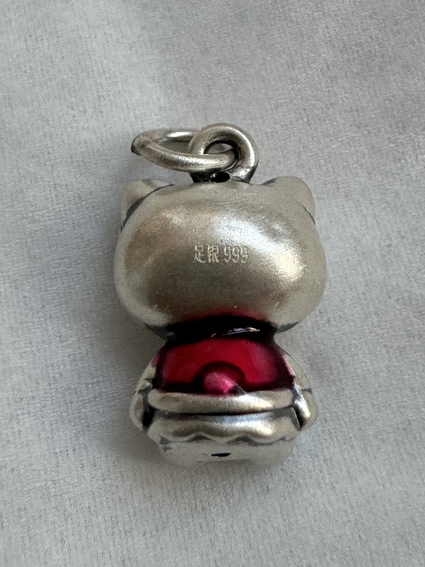 Hello Kitty Fine Silver S999 Charm Necklace Pendant Enamel 3D gallery