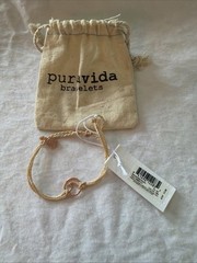 NEW Puravida Bracelets Rose Gold Wave & Tag with Canvas Bag “Made Of Friendship”