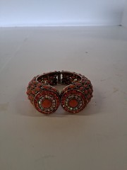 AJ Bracelet Gold tone,Hinge, 3″diameter,Orange Stones,Lead/Nickel Safe
