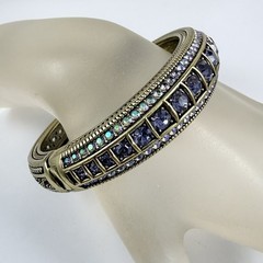 HEIDI DAUS Purple Aurora Borealis Crystal Bronze Tone Hinged Bangle Bracelet