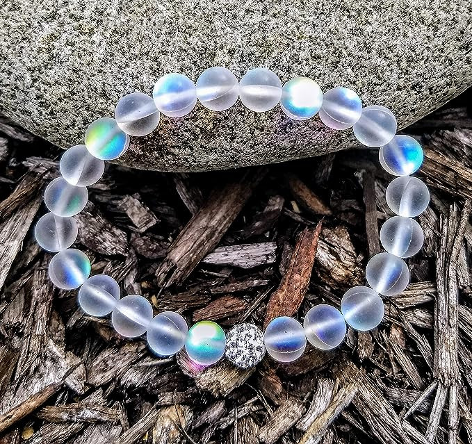 Glowing Moonstone Beaded Bracelet Delicate Healing Balancing Stretch Bracelet gallery