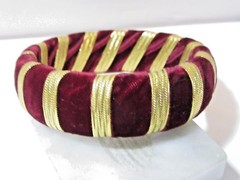 CONTEMPORARY FANCY BANGLE BRACELET GOLD THREAD VELVET WINE PURPLE