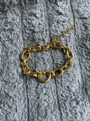 Stainless Steel Gold Plated Heart Bracelet Tarnish Free Adjustable
