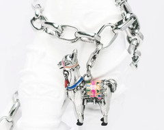 Alpaca Llama Charm Link Bracelet 925 Sterling Silver 7 or 7.5 Inches