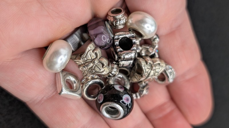 Mixed Purple European Slide Bead Charm w/ Large Hole 💜🩶🤍 gallery