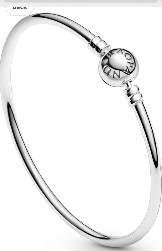 PANDORA Sterling Silver Snake Chain Charm Bangle Bracelet Ball Logo Clasp Signed gallery