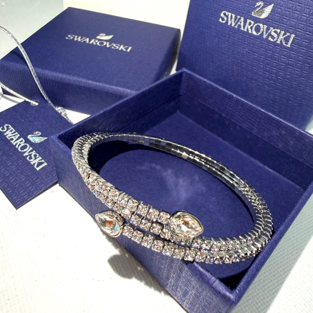 Swarovski Twisty Cuff Bangle Mixed Cuts Silver Rhodium Plated 5086031 Bracelet