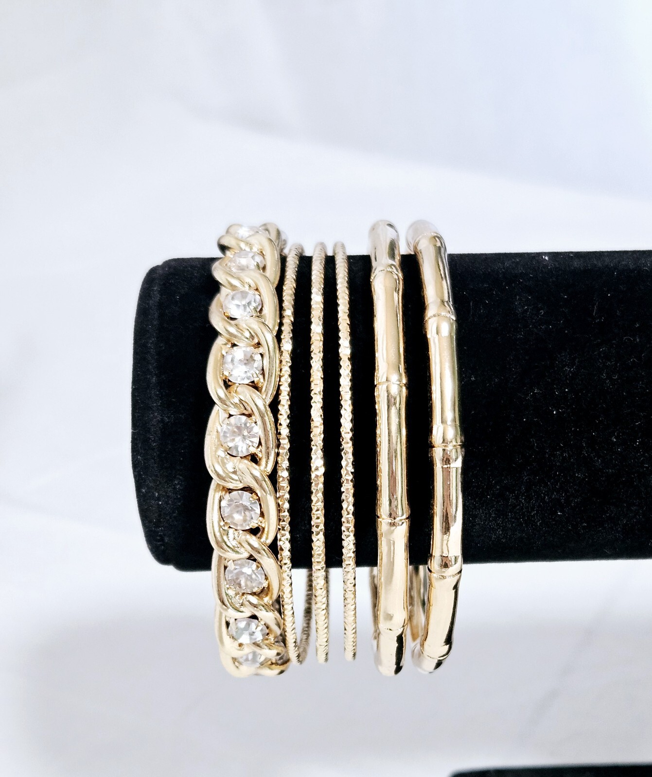 Thalia Sodi Gold-Tone 6 Pc Crystal Bamboo & Textured Bangle Bracelets J10-3033 gallery