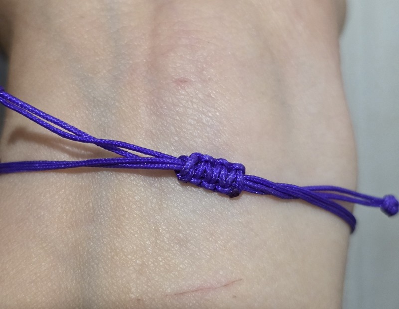 Hand Made Purple Adjustable Cord Charm Bracelet w/ Silver Enamel Butterfly gallery