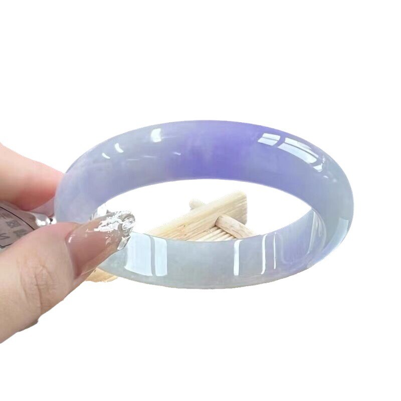 Certified Burma Jadeite Natural A grade Floating Green Purple Jade Bracelet gallery