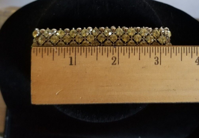 Elegant Rhinestone Bracelet Wide Stretch Silver Tone Vintage Boutique Look gallery