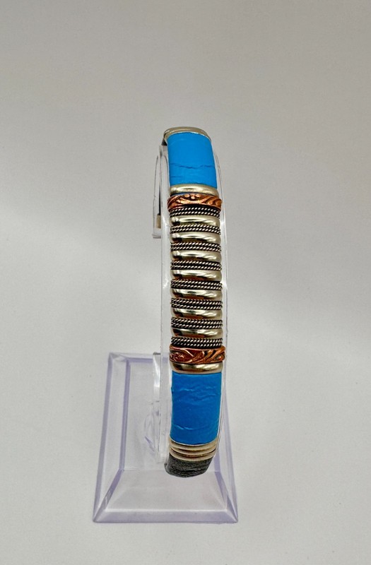 Blue Turquoise Adjustable Cuff Bracelet Southwestern Boho Copper Unisex New gallery
