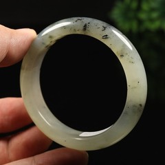 52mm Certified 100% Natural Grade A Black Green Xiu Jade Bangle Bracelet 04273