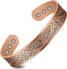 Feraco Pure Copper Bracelet for Men Women, Ultra Strength Magnetic Cuff Bangle f