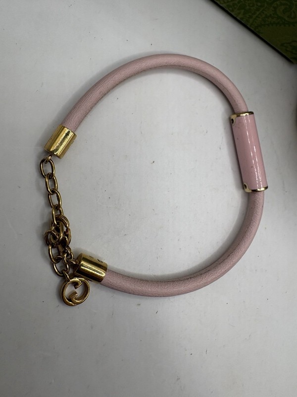 Gucci Pink Leather Enamel Bracelet With Box & Dust Bag gallery