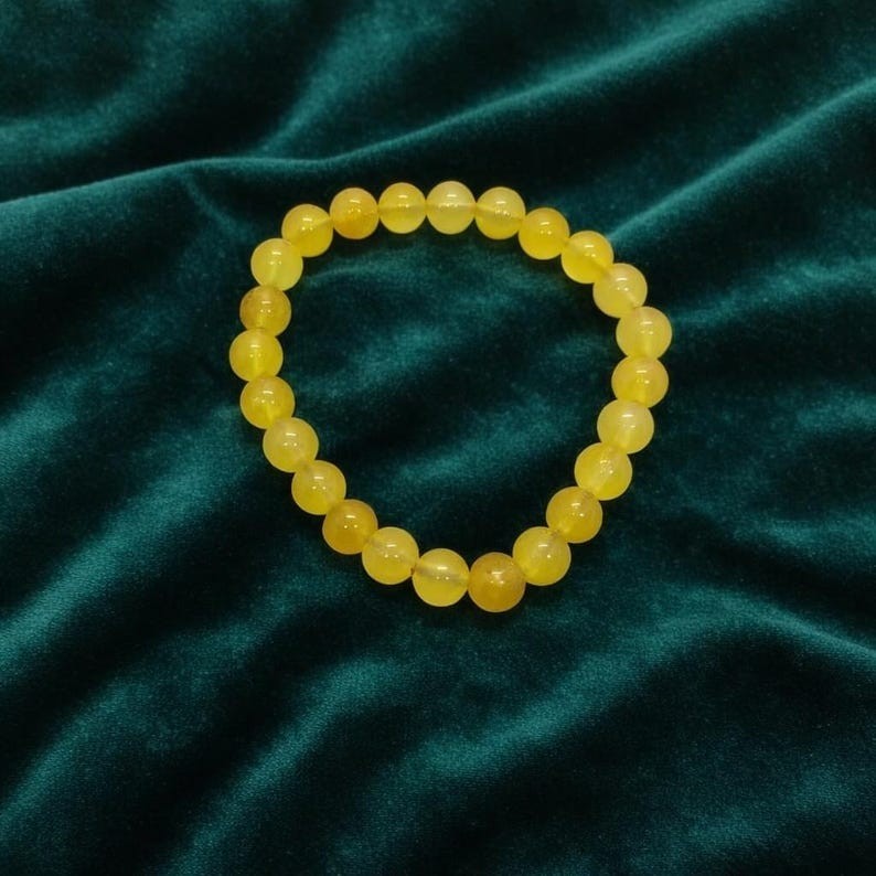 Yellow Jade Stretch Bracelet Golden Beads, Positive And Confidence Jewellery gallery