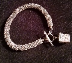 Silvertone Popcorn Bracelet With Charm 6.5 In.