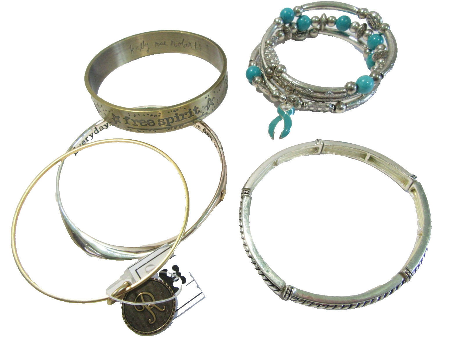 INSPIRATIONAL MODERN BRACELET LOT ONE DAY AT A TIME FREE SPIRIT WRAP LETTER R gallery