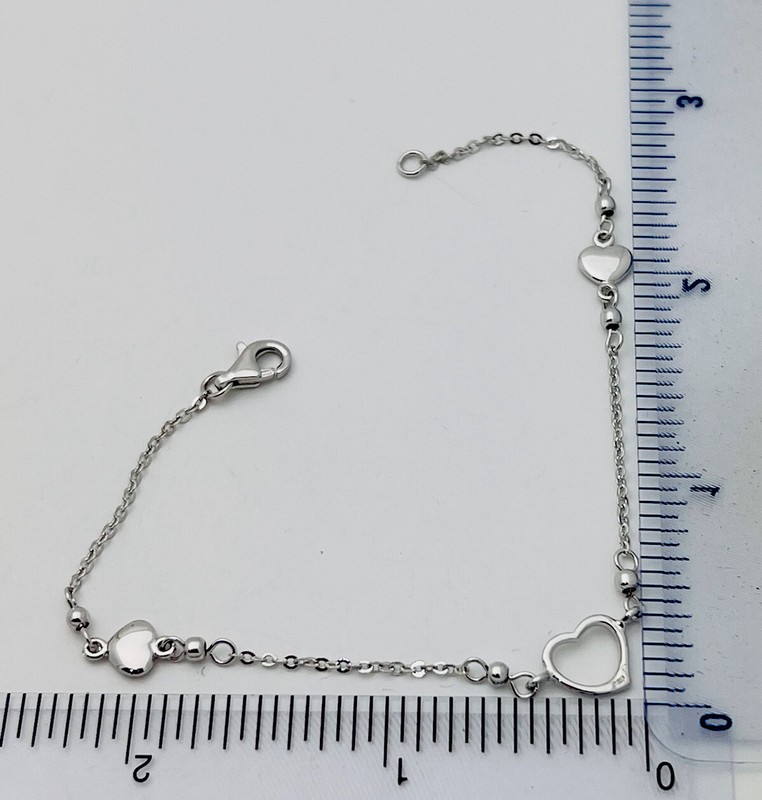 DaneCraft Tarnish Free 925 Sterling Silver Open Heart Bracelet 7 1/2” gallery