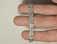 Vintage Art Deco Platinum Diamond and Sapphire Bracelet