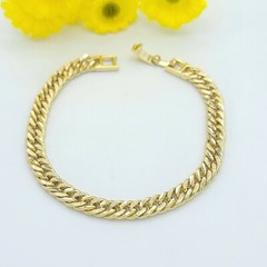 Beautiful 14K Gold Plated 6mm Cuban Chain Bracelet. 7in L. Unisex. Oro Laminado