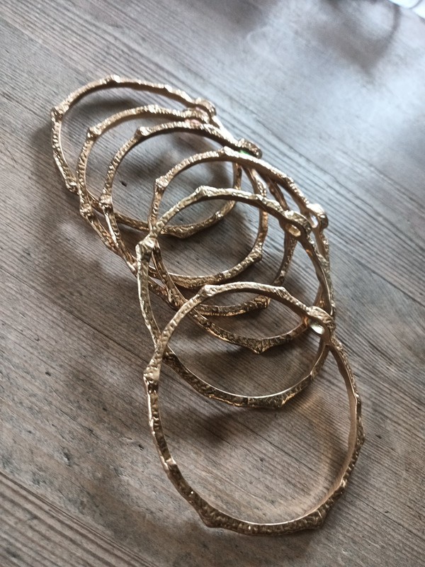 Plumo 6x Gold Plated Knobbly Textured Single Gem Set Bangle 6.5 cm diameter gallery