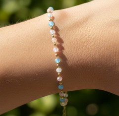 Minimalist Pastel Beaded Bracelet 18K Gold Plated Brass Chain Bracelet