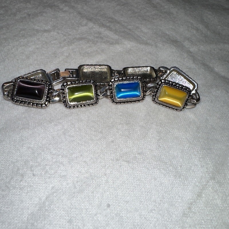 Ladies Multicolor Fashion Silvertone Wrist Bracelet 7 in gallery