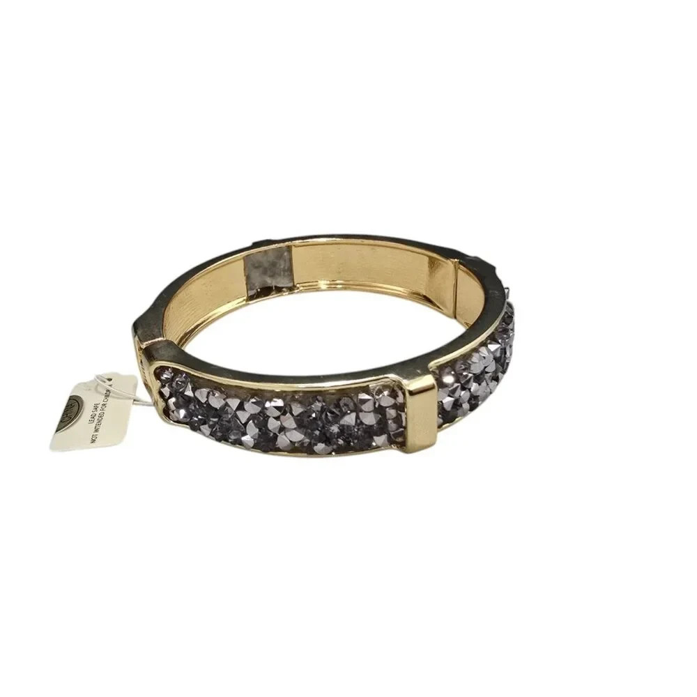 And Lovely Women's Gold Plated Grey Bangle Bracelets NWT gallery
