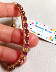 Anna & Ava Brooke Webb Pink Rhinestone Tennis Slider Bolo Bracelet Gold Tone NWT