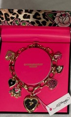 New in Box Ed Hardy Gold Tone Bracelet with Charms and Heart Shaped Watch $75.00