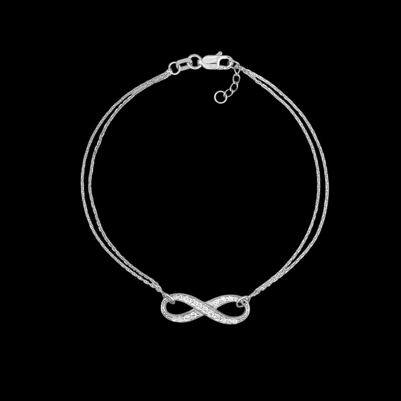 925 Sterling Silver CZ Infinity Bracelet 7.5 Inches gallery