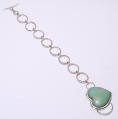 Heart – Amazonite – Russia 925 Sterling Silver Bracelet 7.99″ B_9214_73_49