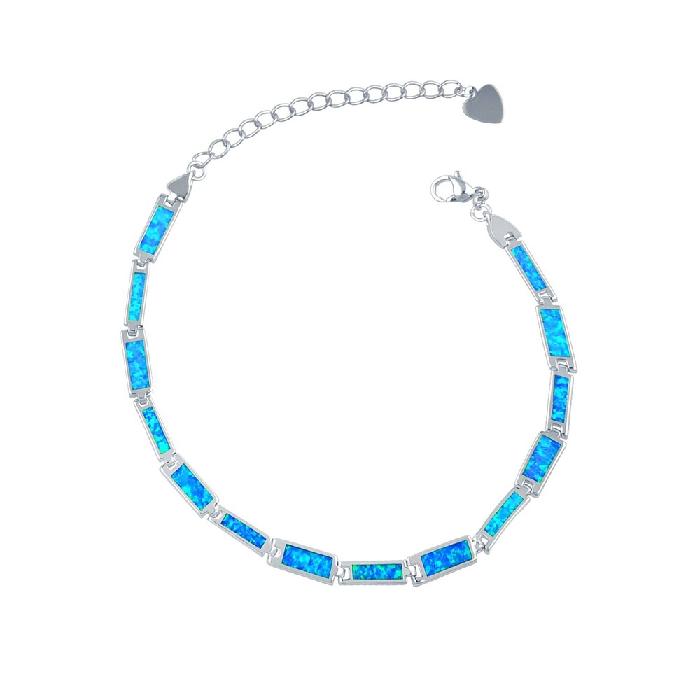 Hawaii Beach Blue Opal Multi Bar 925 Sterling Sliver Fire Opal Bracelet 18cm