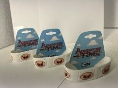 3 PACK *NEW* Adventure Time: Finn Face White PVC Wristband 3 BRACELET NEW!!