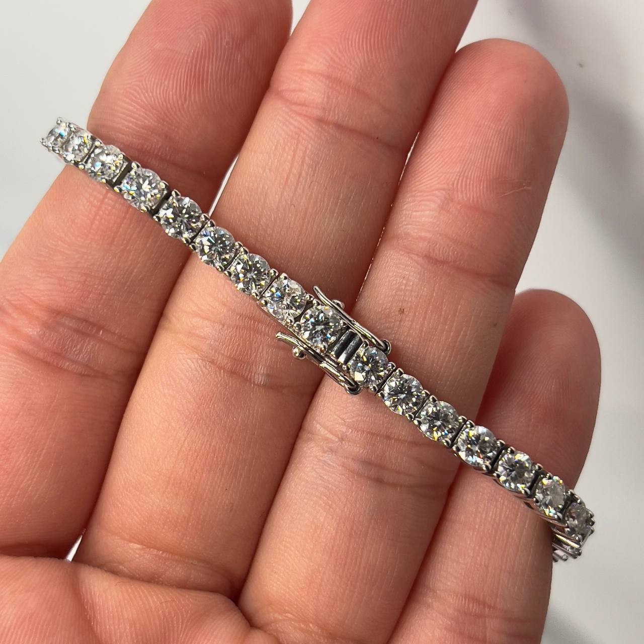 3mm Moissanite Tennis bracelet Sterling Silver White Gold Plated VVS D Bracelet gallery