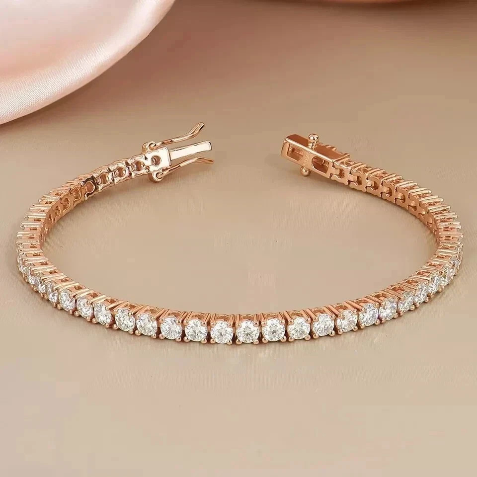 6 Ct Round Cut Simulated Diamond 14k Rose Gold Plated Stunning Tennis Bracelet gallery