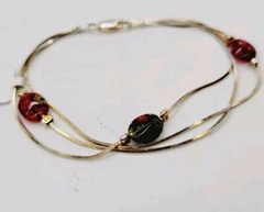 Sterling Silver Glass Bracelet Bright Colors ART DECO Bracelet 7.5 in Art Deco