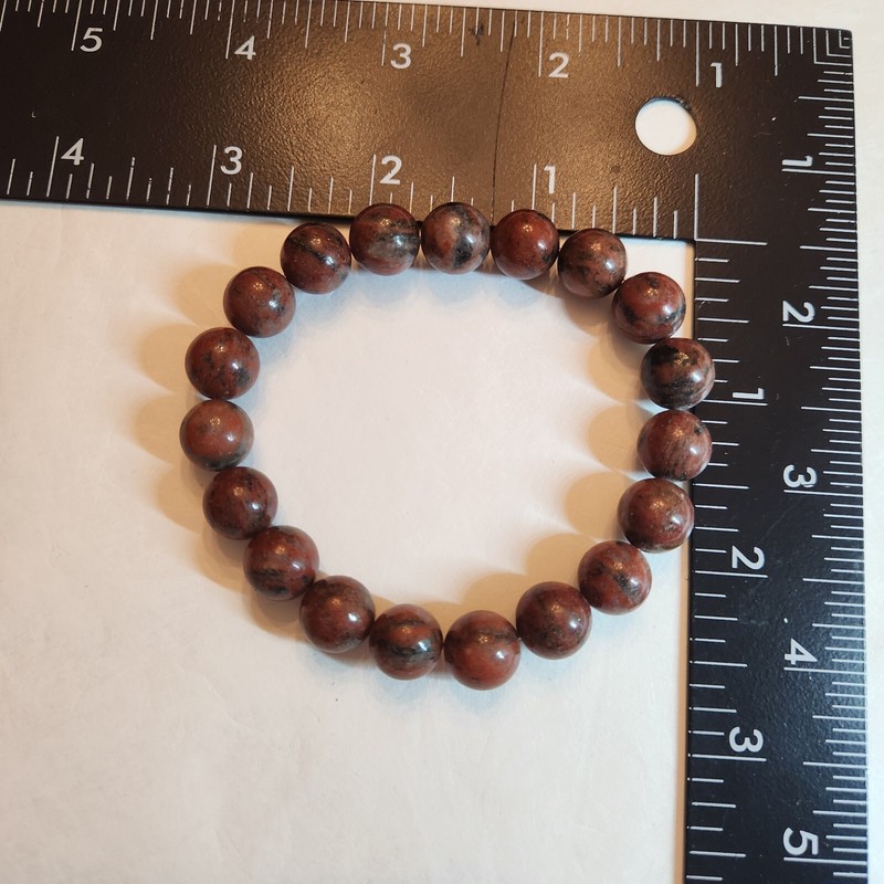 Bracelet Reddish Brown Black Marble Color Beads Stretch gallery