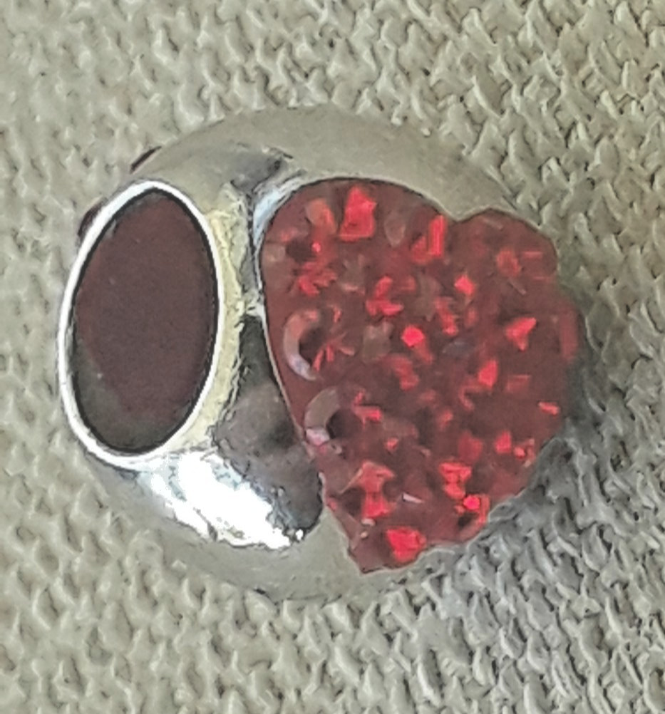 Rare ZABLE Red Radiant Crystal Hearts Sterling Silver Charm gallery