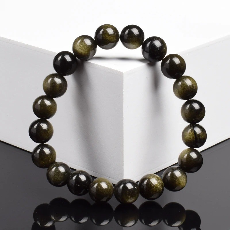 6/8mm Beaded Handmade Balance Bracelet Round Rainbow Obsidian Bead Healing Reiki gallery