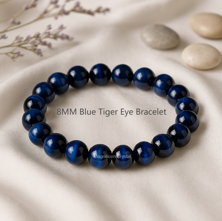 BESTSELLER 8MM Blue Tiger Eye Bracelet Energy Crystal Stone Healing Reiki Gifts gallery
