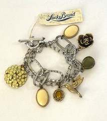 LUCKY BRAND SILVER CHARM BRACELET WITH SEMI PRECIOUS STONES