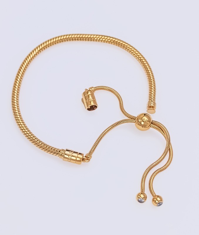New 100% Authentic PANDORA 14K Plat Gold P Snake Chain Slider Bracelet 563580C01 gallery