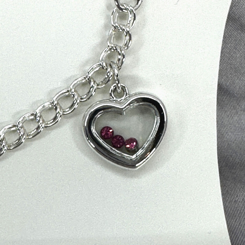 Vtg Trifari With All Your Heart October Charm Bracelet 7.5" Simulated Tourmaline gallery